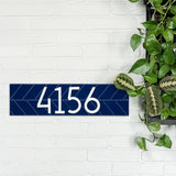 Personalized Cast Metal Address plaque - The Mid-Century Modern Herringbone Horizontal Plaque. Made in the USA. BEWARE OF IMPORT IMITATIONS. Display your address Custom house number sign. Measures - 5" x 18.25" x .325"