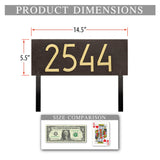 Personalized Cast Metal Lawn Mounted Address Sign - The Mid-Century Modern Rectangle Plaque. Made in the USA. BEWARE OF IMPORT IMITATIONS. Display your address Custom house number sign. Measures - 14.5" x 5.5" x .325"