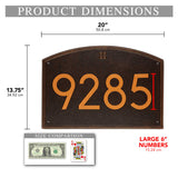 Personalized Cast Metal Address plaque - The Extra Large, Modern, Cape Charles Lawn Sign. Made in the USA. Display your address and street name. Custom house number sign. Measures 20" x 13.75" x 0.375"