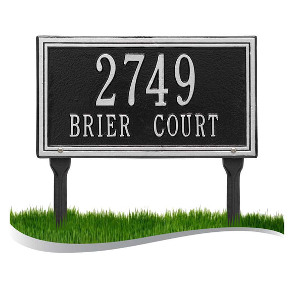 The Double Line Lawn Sign. Made in the USA. BEWARE OF IMPORT IMITATIONS. Display your address and street name. Custom house number sign.