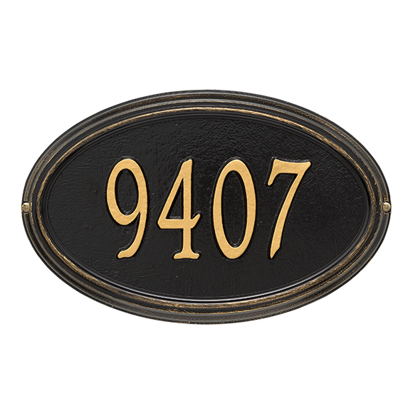 The Concord Oval Address plaque -- 6 SIGN COLORS AVAILABLE, Measures 15