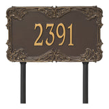 Personalized Cast Metal Address plaque - The Leroux Grande Lawn sign Display your address Custom house number sign. Measures - 17.5" X 10.0" X 0.6". 5 Colors Available