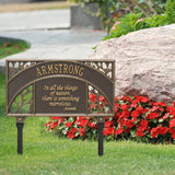 Personalized Cast Metal Yard Plaque - The Aristotle Garden Lawn sign. Measures - 16.75" x 9.75" x 0.5". 4 Colors Available