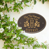 "Bless This Home" Plaque with Monogram - 8  SIGN COLORS AVAILABLE Measures 14.43" x 10.35" x .25"