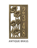 The Flowering Poppies Address Plaque -- 7 SIGN COLORS AVAILABLE, Measures 15.6" x 8.75" x 0.375"