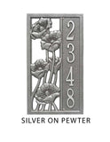 The Flowering Poppies Address Plaque -- 7 SIGN COLORS AVAILABLE, Measures 15.6" x 8.75" x 0.375"