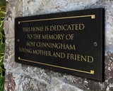 Stone Dedication Plaque with Engraved Text. Display Your Family Name On Solid, Real Stone. Four Colors Available. Ships in 2-3 Days. Measures 12" x 6" x 0.375", 4 colors