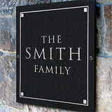 Stone Family Name Plaque with Engraved Text. Display Your Family Name On Solid, Real Stone. Four Colors Available. Measures 12" x 12" x .375",  4 COLORS AVAILABLE