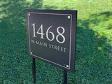 LAWN MOUNTED Stone Address Plaque with Engraved Numbers. Address Sign Made from Solid, Real Stone. Measures 12" x 12" x .375",  4 COLORS, 2 FONTS