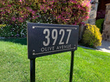 LAWN MOUNTED Stone Address Plaque with Engraved Numbers. Address Sign Made from Solid, Real Stone. Measures 12" x 6" x .375",  4 COLORS, 2 FONTS