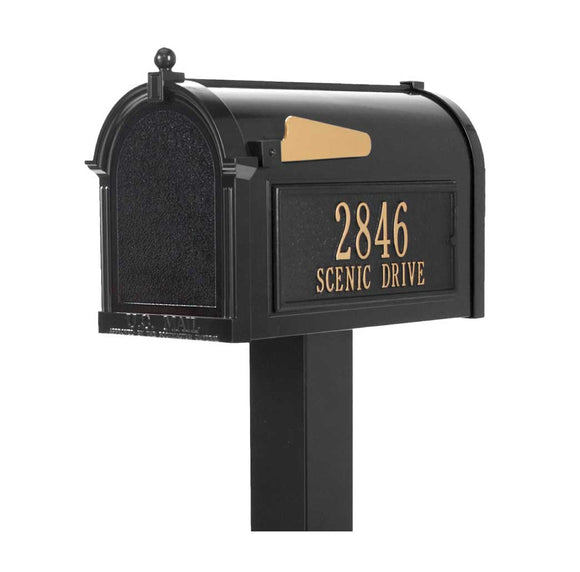 Personalized Whitehall Premium Mailbox with Side Address Plaques & Post Package --  4 COLORS AVAILABLE, DIMENSIONS - 9.625