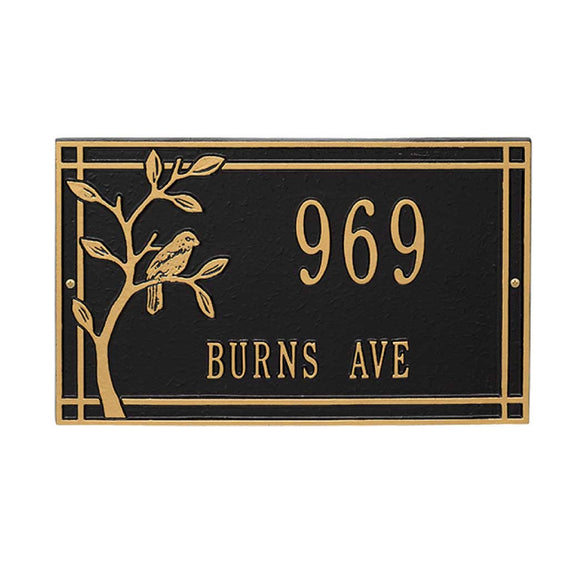 The Woodridge Bird Address Plaque -- 6 SIGN COLORS AVAILABLE, Measures 16.5