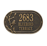 Woodridge Bird, 3 Line Address Plaque -- 7 SIGN COLORS AVAILABLE, Measures 15.5" x 9.5" x 0.375"