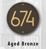Personalized Cast Metal Address plaque - The Modern Round Display your address Custom house number sign. Measures - 8.75" x 8.75" x .325"