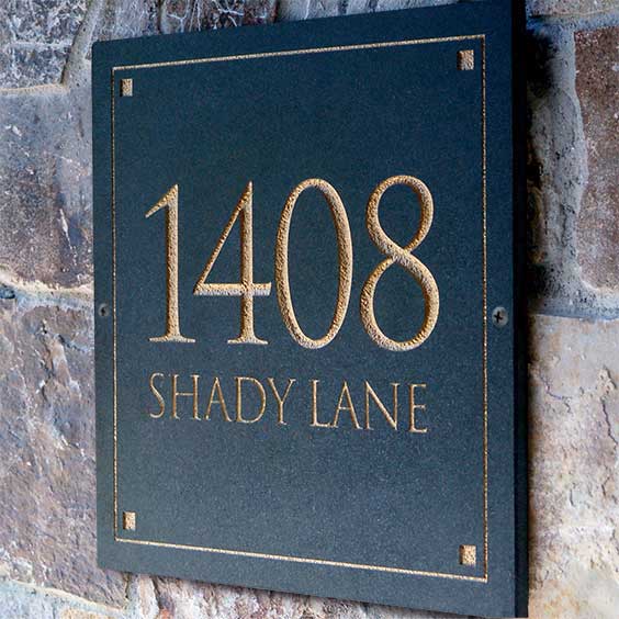 Stone Address Plaque with Engraved Numbers. Address Sign Made from Solid, Real Stone. Measures 12