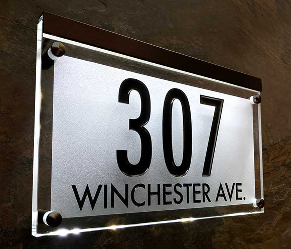 Crystal Lighted Address Sign! This Address Plaque is Bright and Beautiful, Available in 3 colors and two fonts, MEASURES 7.25