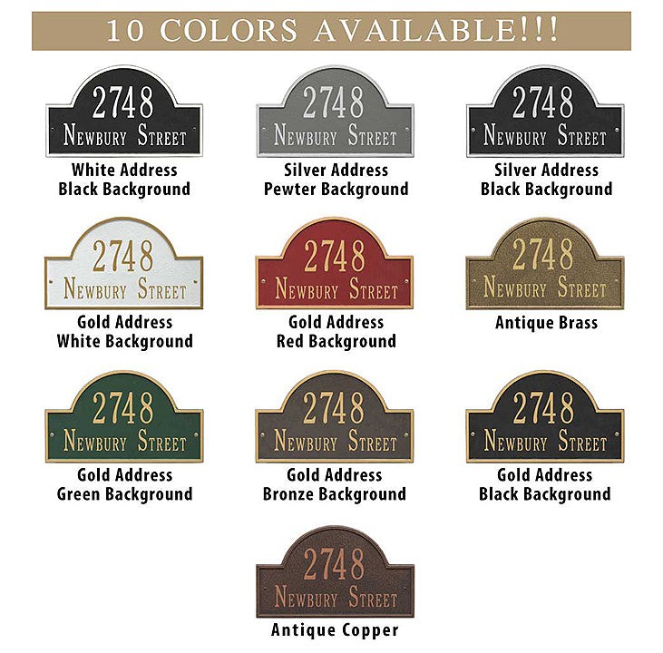 Address Plaque Arch Top with Street Name (wall mounted) 10 SIGN COLO