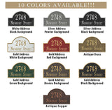Address Plaque Arch Top with Street Name (wall mounted) - 10 SIGN COLORS, Measures 15.75" x 9.25"