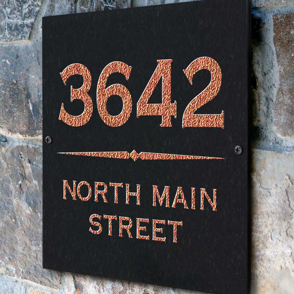 THE MANHATTAN SQUARE Stone Address Plaque with Engraved Numbers. Address Sign Made from Solid, Real Stone. Measures 12