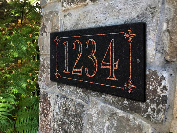 THE BOURBON STREET Address Plaque with Engraved Numbers. Address Sign Made from Solid, Real Stone. Ships in 2-3 Days. Measures 12