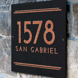 THE ART DECO SQUARE Stone Address Plaque with Engraved Numbers. Address Sign Made from Solid, Real Stone. Measures 12" x 12" x .375",4 COLORS,