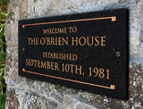 Stone Dedication Plaque with Engraved Text. Display Your Family Name On Solid, Real Stone. Four Colors Available. Ships in 2-3 Days. Measures 12" x 6" x 0.375", 4 colors