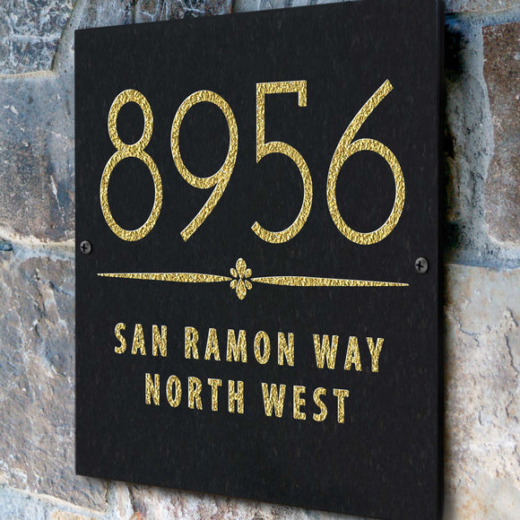 THE FAIRWAY SQUARE Stone Address Plaque with Engraved Numbers. Address Sign Made from Solid, Real Stone. Measures 12