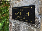 Stone Dedication Plaque with Engraved Text. Display Your Family Name On Solid, Real Stone. Four Colors Available. Ships in 2-3 Days. Measures 12" x 6" x 0.375", 4 colors