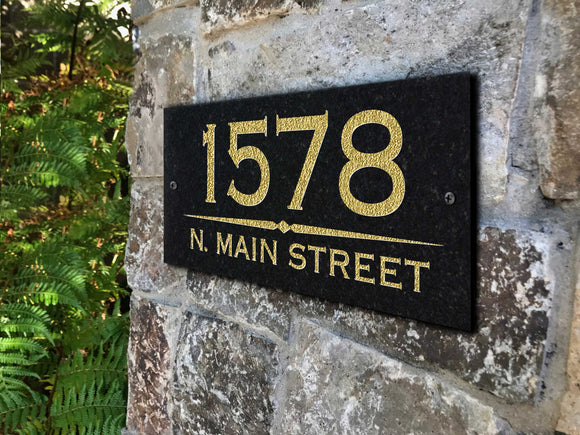 THE MANHATTAN Stone Address Plaque with Engraved Numbers. Address Sign Made from Solid, Real Stone. Ships in 2-3 Days. Measures 12