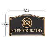 No photography yard sign plaque with stake