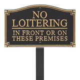 No Loitering yard Sign Private Property Sign No Soliciting or trespassing plaque with stake