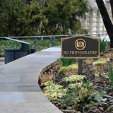 No photography yard sign plaque with stake