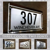 Crystal Lighted Address Sign! This Address Plaque is Bright and Beautiful, Available in 3 colors and two fonts, MEASURES 7.25" X 12"