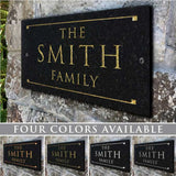 Stone Family Name Plaque with Engraved Text. Display Your Family Name On Solid, Real Stone. Four Colors Available. Ships in 2-3 Days. Measures 12" x 6" x 0.375", 4 colors