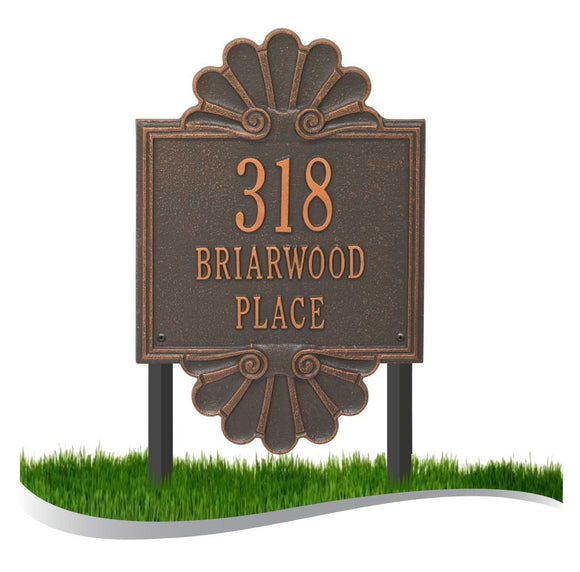 Personalized Cast Metal Address plaque - The Coquille Grande Lawn Plaque Display your address Custom house number sign. Measures 11.5