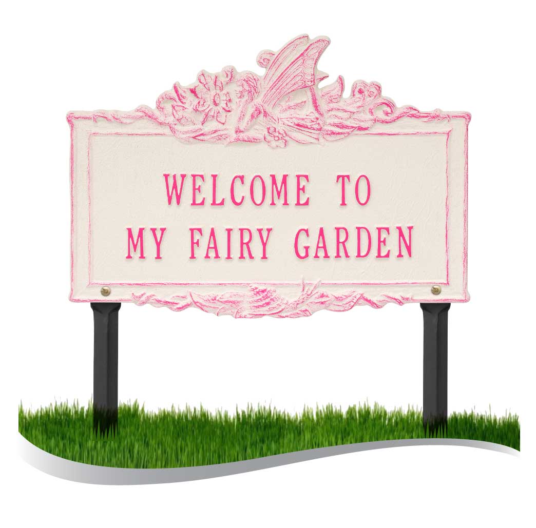 Personalized Cast Metal Yard Plaque - The Fairy Garden Lawn Sign
