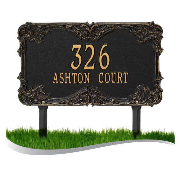 Personalized Cast Metal Address plaque - The Leroux Grande Lawn sign Display your address Custom house number sign. Measures - 17.5