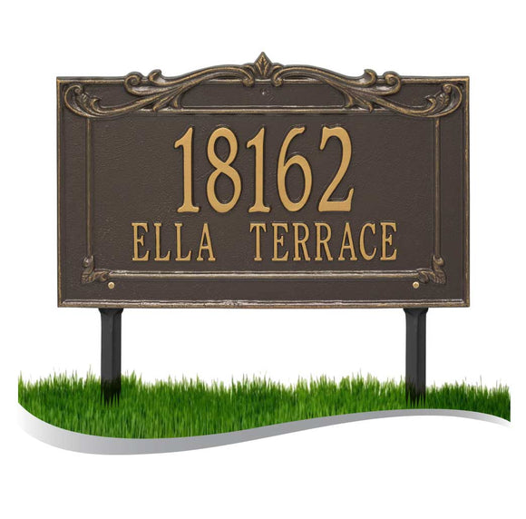 Personalized Cast Metal Address plaque - The Sheridan Extra Grande Lawn sign Display your address Custom house number sign. Measures - 19.5