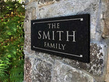 Stone Dedication Plaque with Engraved Text. Display Your Family Name On Solid, Real Stone. Four Colors Available. Ships in 2-3 Days. Measures 12" x 6" x 0.375", 4 colors