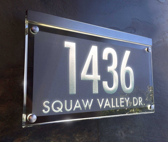 Address Plaque Lighted Crystal Sign, Available in 3 colors and two fonts, MEASURES 7.25