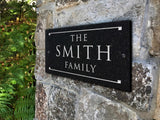 Stone Dedication Plaque with Engraved Text. Display Your Family Name On Solid, Real Stone. Four Colors Available. Ships in 2-3 Days. Measures 12" x 6" x 0.375", 4 colors
