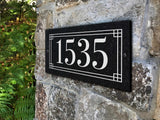 THE LINDEN Address Plaque with Engraved Numbers. Address Sign Made from Solid, Real Stone. Ships in 2-3 Days. Measures 12" x 6" x 0.375", 4 colors