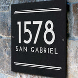 THE ART DECO SQUARE Stone Address Plaque with Engraved Numbers. Address Sign Made from Solid, Real Stone. Measures 12" x 12" x .375",4 COLORS,