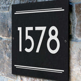 THE ART DECO SQUARE Stone Address Plaque with Engraved Numbers. Address Sign Made from Solid, Real Stone. Measures 12" x 12" x .375",4 COLORS,
