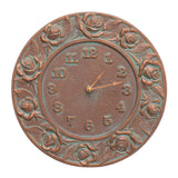 Clarus Crystal Rose 12" Indoor Outdoor Wall Clock Made from Solid cast Aluminum
