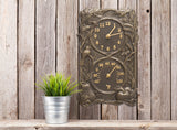 Fruit Bird Indoor Outdoor Wall Clock & Thermometer Made from Solid cast Aluminum