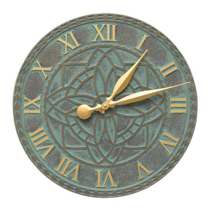 Clarus Crystal Artisan 16" Indoor Outdoor Wall Clock Made from Solid cast Aluminum