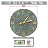 Clarus Crystal Artisan 16" Indoor Outdoor Wall Clock Made from Solid cast Aluminum