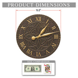 Clarus Crystal Artisan 16" Indoor Outdoor Wall Clock Made from Solid cast Aluminum
