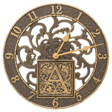 Clarus Crystal Silhouette Monogram 12" Personalized Indoor Outdoor Wall Clock Made from Solid cast Aluminum